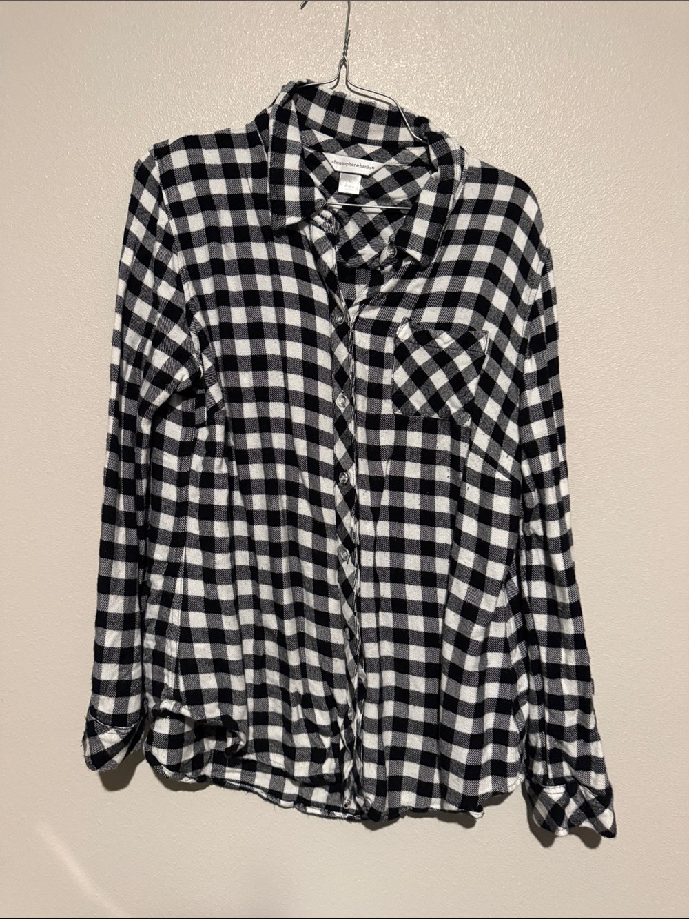 Christopher & Banks Black and White Check Button-Down Shirt